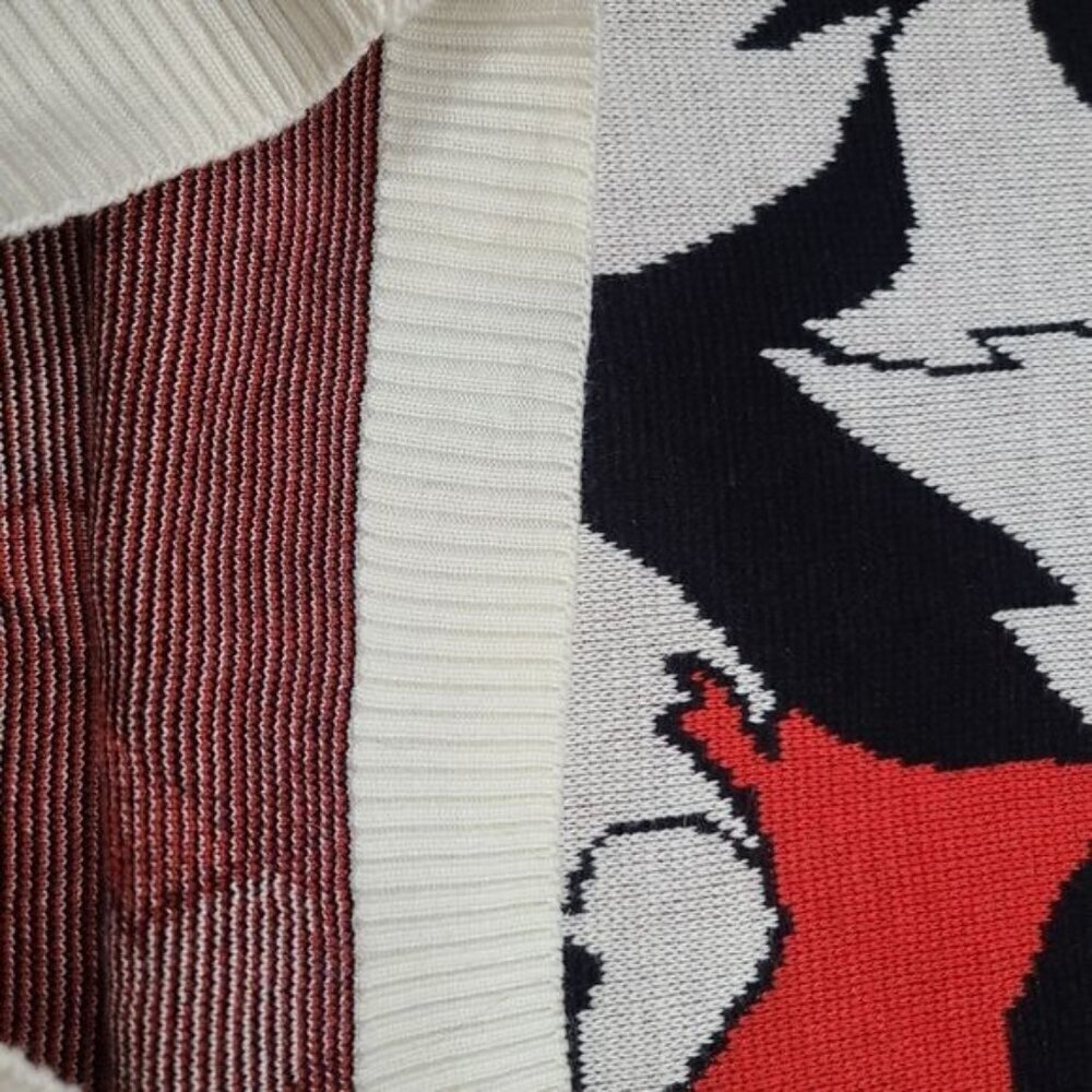 Vintage 70's Abstract Black White Red Sweater Short Sleeve Top - Picture 7 of 8